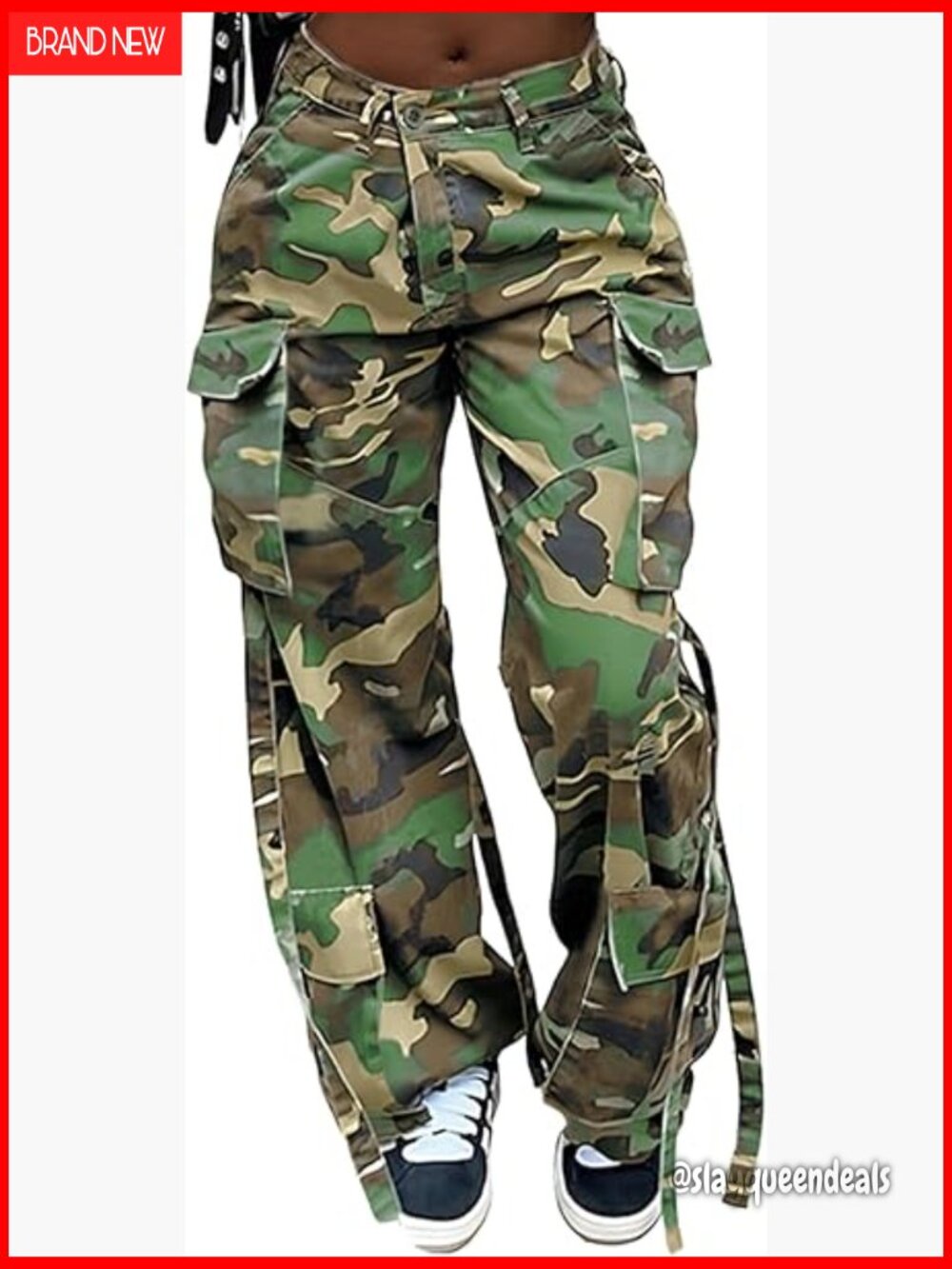 High Waisted Camo Cargo Joggers with Pockets Straight Leg Baggy Y2K Streetwear